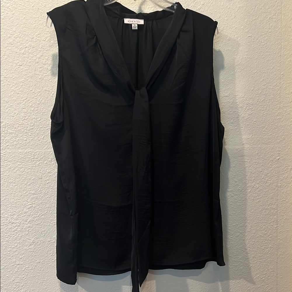 Black Sailor Collar Tie Front Blouse